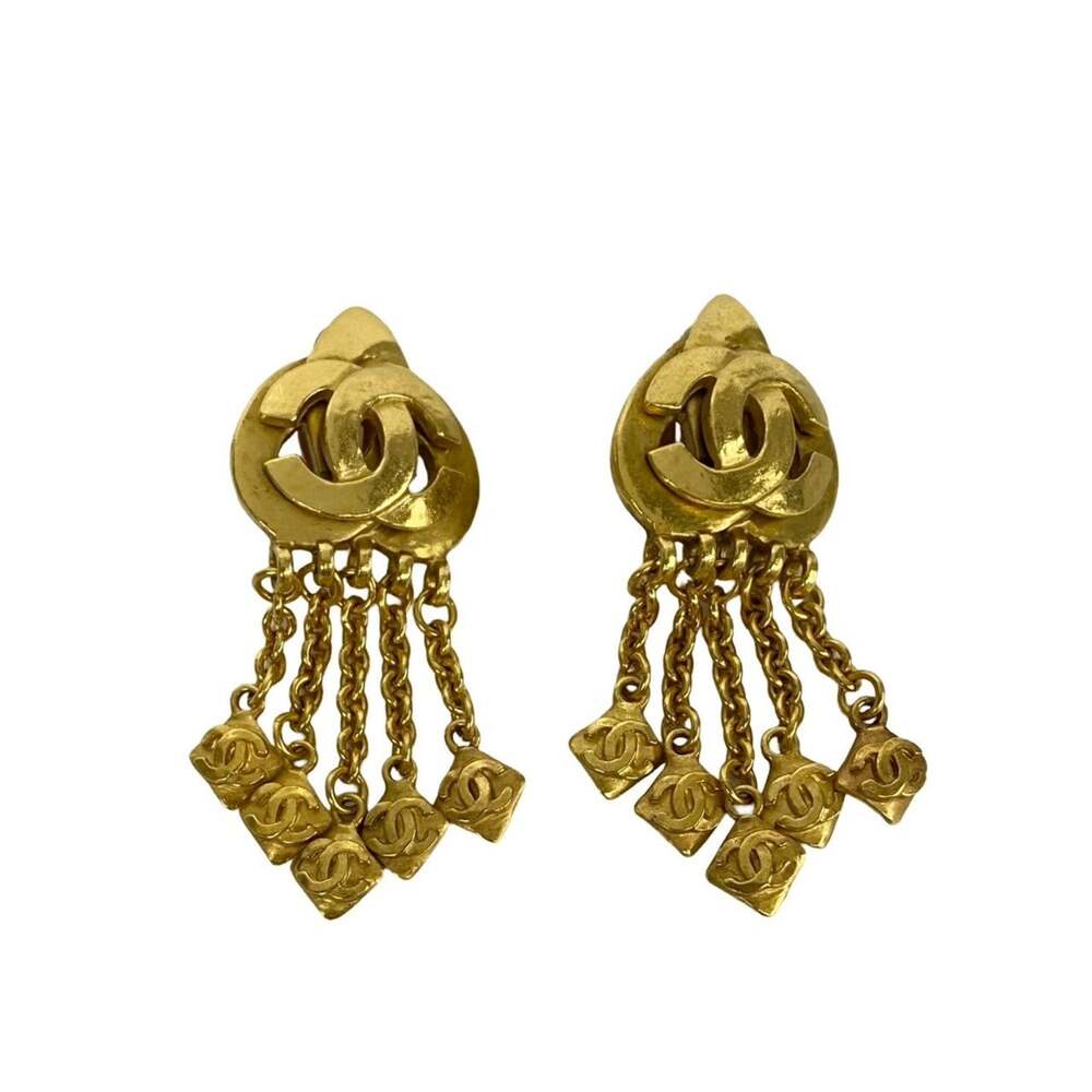 Chanel Cc Logo Earrings Metal Gold-Tone #208949C15B